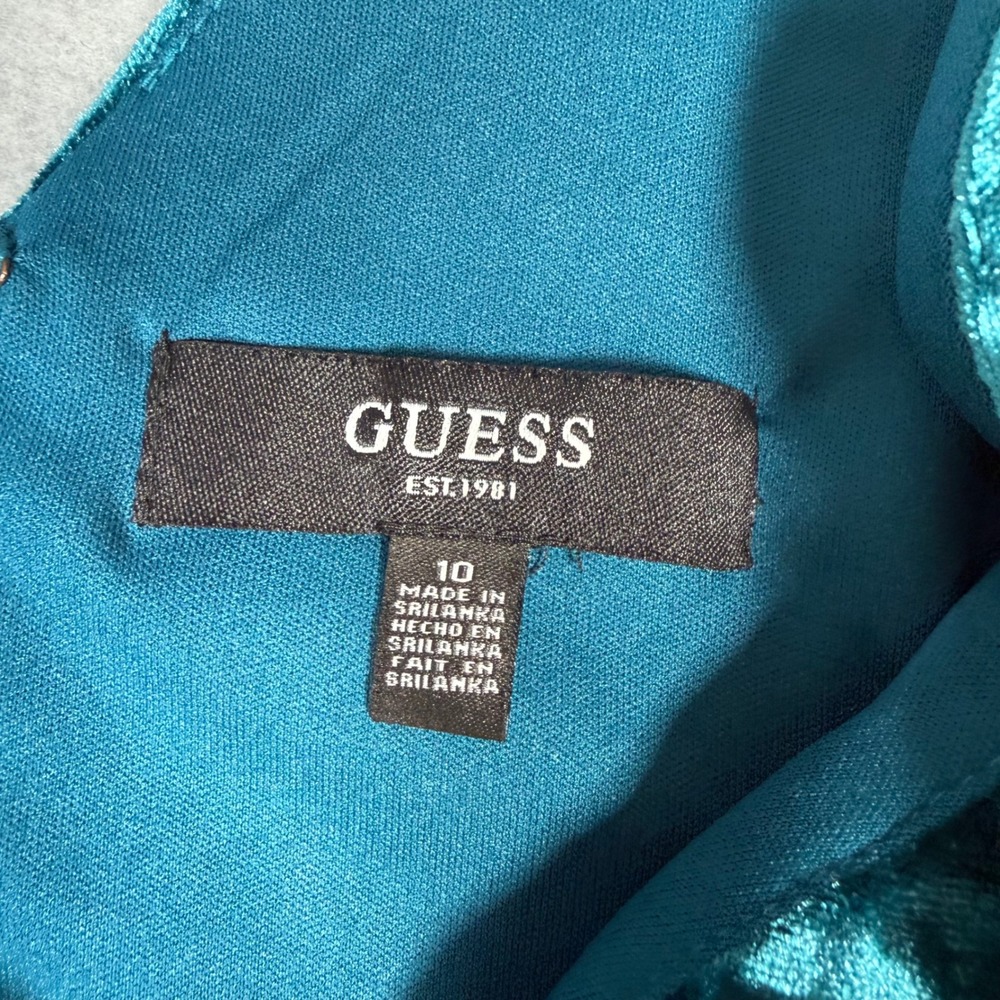 Guess Teal Crushed Velvet V-Neck Cocktail Homecoming Mini Dress Size 10 Autumn - Picture 3 of 9